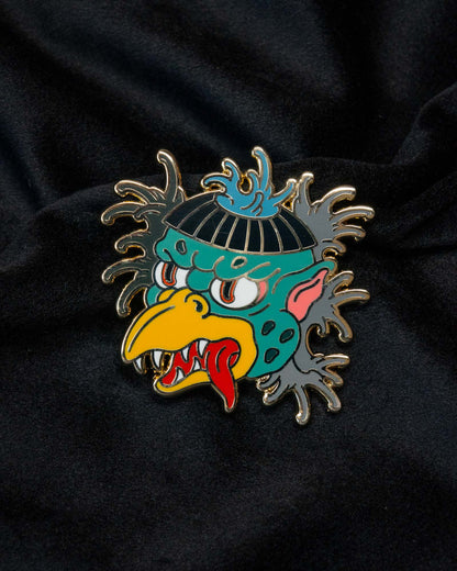Kappa enamel pin from the Immovable collection by Geoffrey Wong, featuring a Japanese river spirit design representing strength and respect for nature.