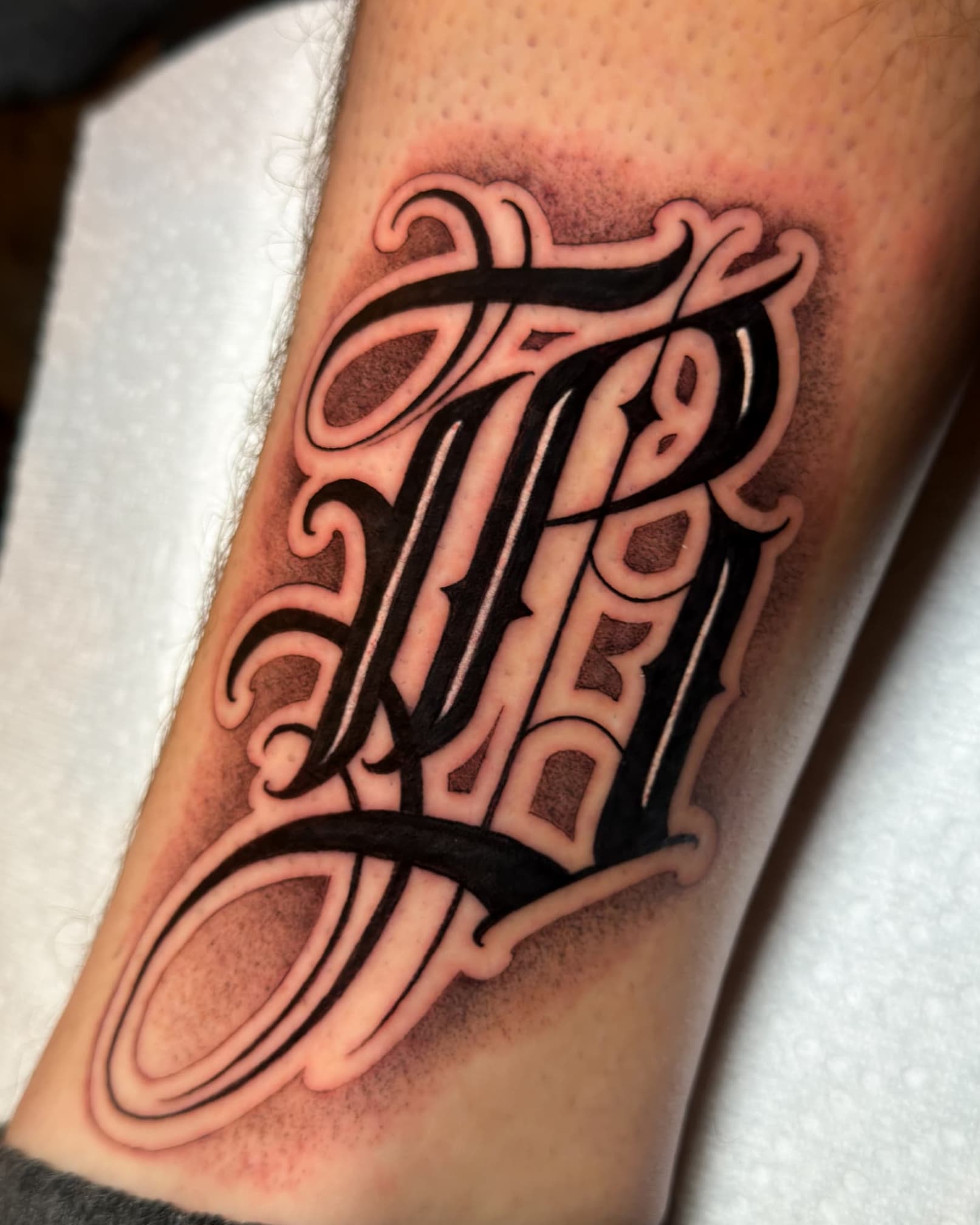 script letter b done at 46 tattoo toronto