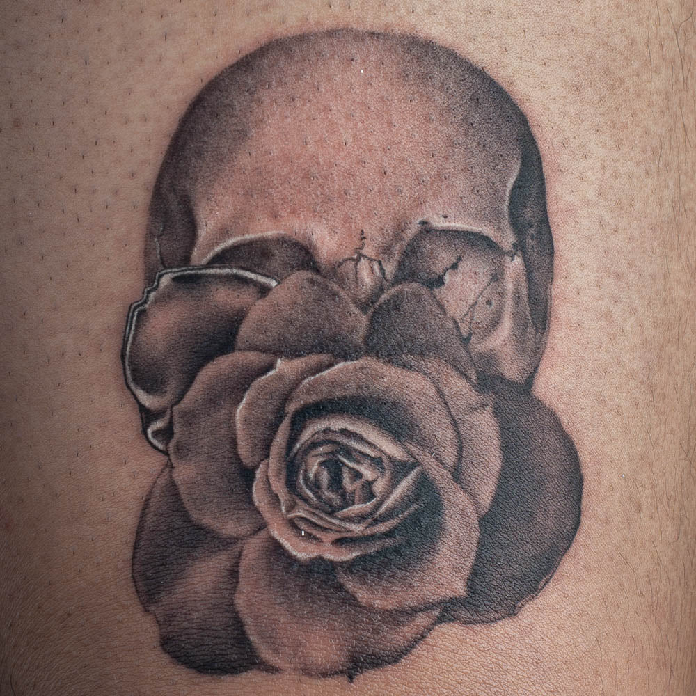 Skull and Rose tattoo reference 1